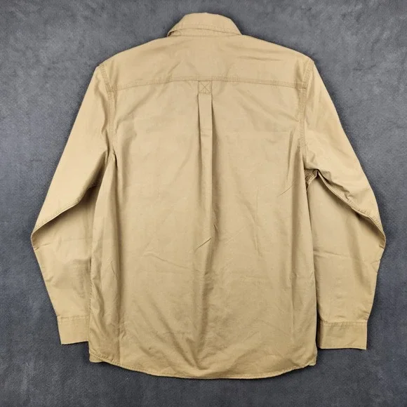 Wrangler Shirt Mens Medium Khaki Long Sleeve Relaxed Fit Woven Button Up Work - Picture 2 of 10